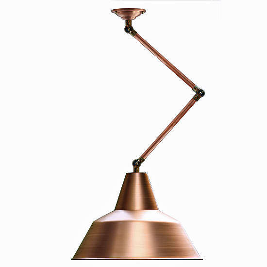 Bielefeld II Pipe pendant light in Bauhaus style: Die Gelenkleuchte in Kupfer gibt es auch einflammig